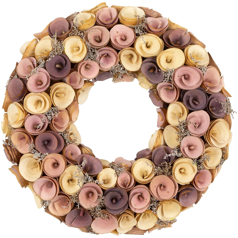 12" Pink & Yellow Wooden Floral Spring Wreath
