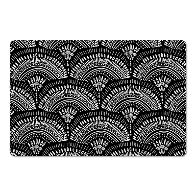 18" x 27" Black & White Bohemian Fan Sketch Pattern Floor Mat