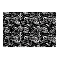 18" x 27" Black & White Bohemian Fan Sketch Pattern Floor Mat