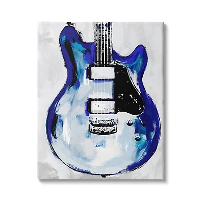 Stupell Industries Abstract Rock Guitar Body Modern Blue Painting Canvas Wall Art