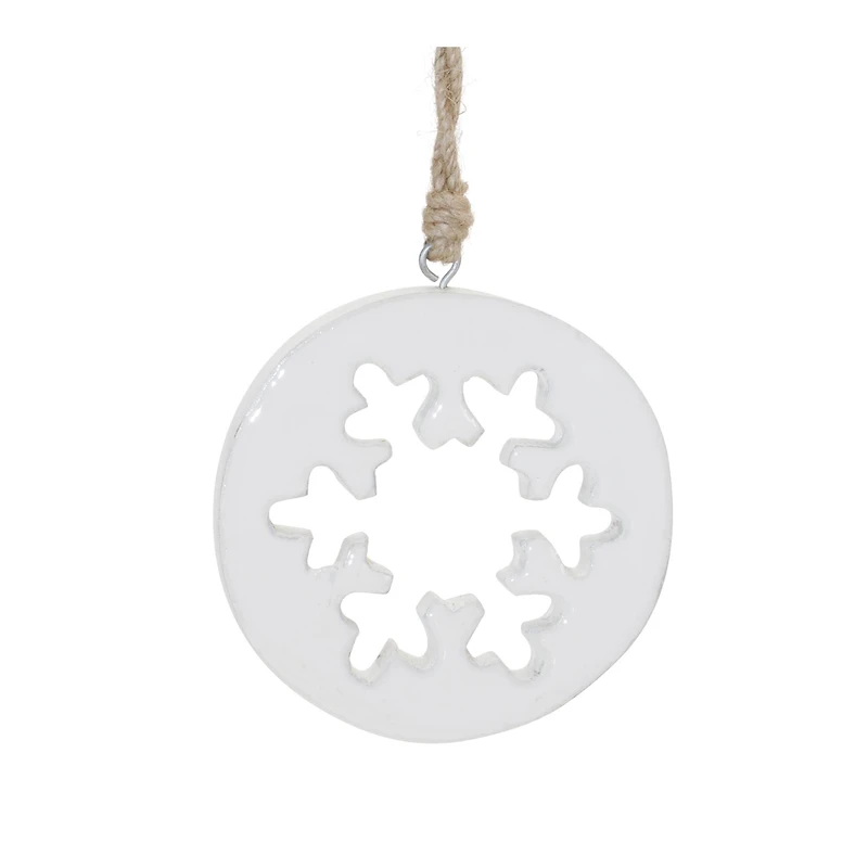 White Wood Snowflake Cut-Out Ornament (Set of 12)