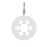 White Wood Snowflake Cut-Out Ornament (Set of 12)