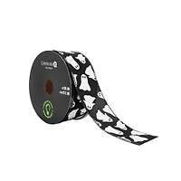 1.5" x 10yd. Black & White Ghost Wired Taffeta Ribbon by Celebrate It® Halloween