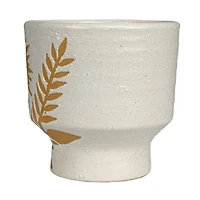 Hello Honey® 5.5" White & Mustard Reactive Glaze Flower Stoneware Footed Planter