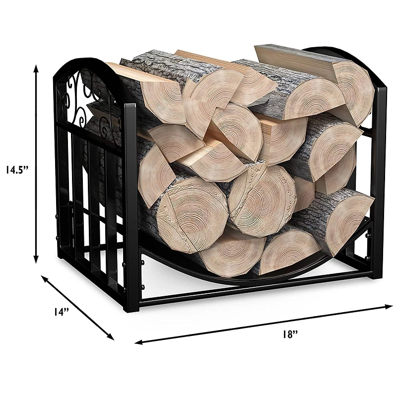 Hastings Home Black Scrolls Firewood Storage Rack