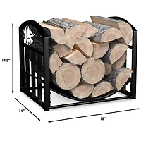 Hastings Home Black Scrolls Firewood Storage Rack