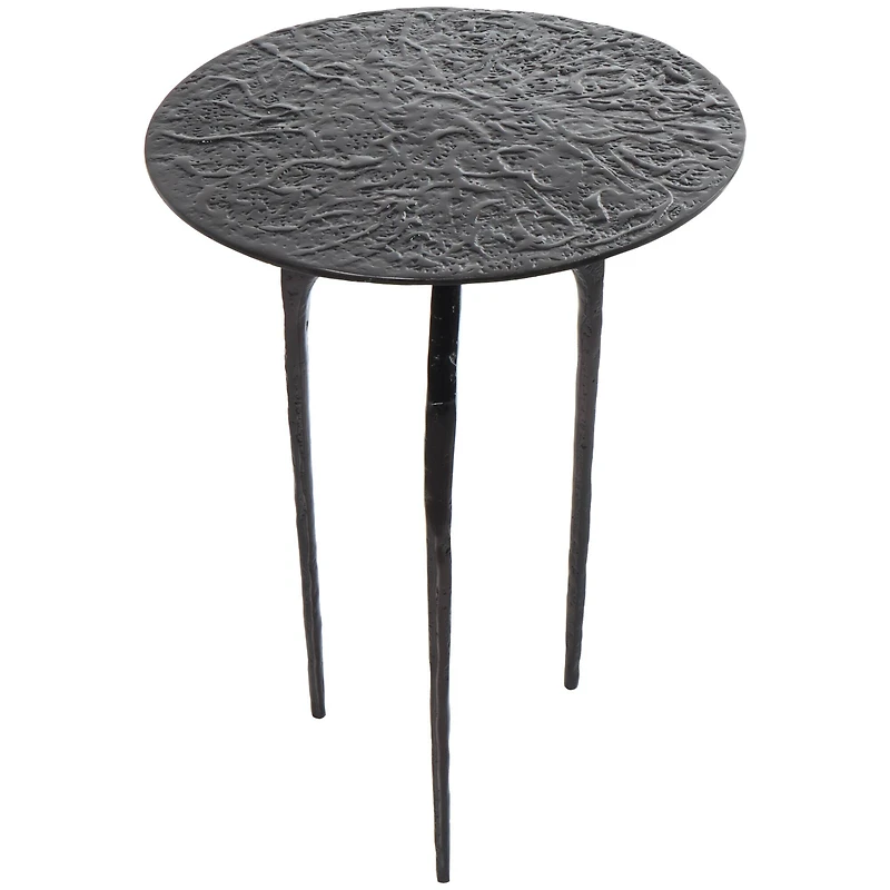 22" Gray Aluminum Geometric Textured Accent Table