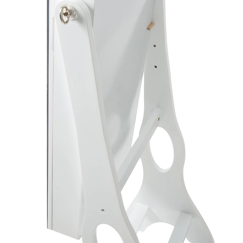 Simplify 61" White Jewelry Armoire Free Standing Cabinet with Full Mirror