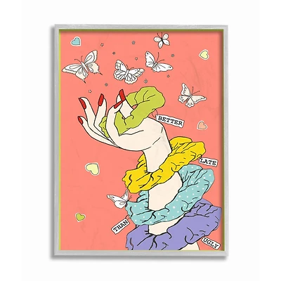 Stupell Industries Better Late Than Ugly Wall Accent with Gray Frame