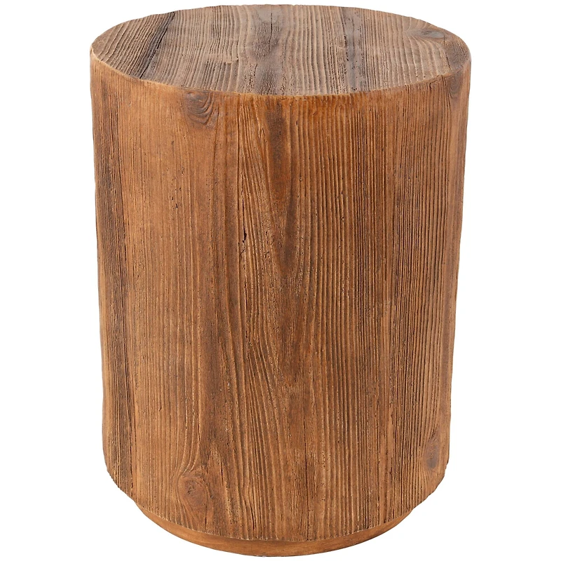 18" Brown Wood Grain Block Outdoor Accent Table