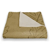Leaf Patterned Coral Fleece Blanket