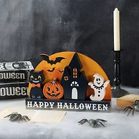 Glitzhome® 12"L HAPPY HALLLOWEEN Wooden Table Block Set