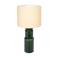 Hello Honey® 23" Green Ceramic LED Table Lamp with Natural Linen Shade
