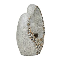 16" Gray Fiberglass Planter with Stone Mosaic Design