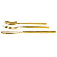 Hello Honey® Gilded Hammered Stainless Steel Appetizer Utensil Set