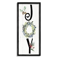 Stupell Industries Joy Seasonal Botanical Wreath Framed Giclee Art
