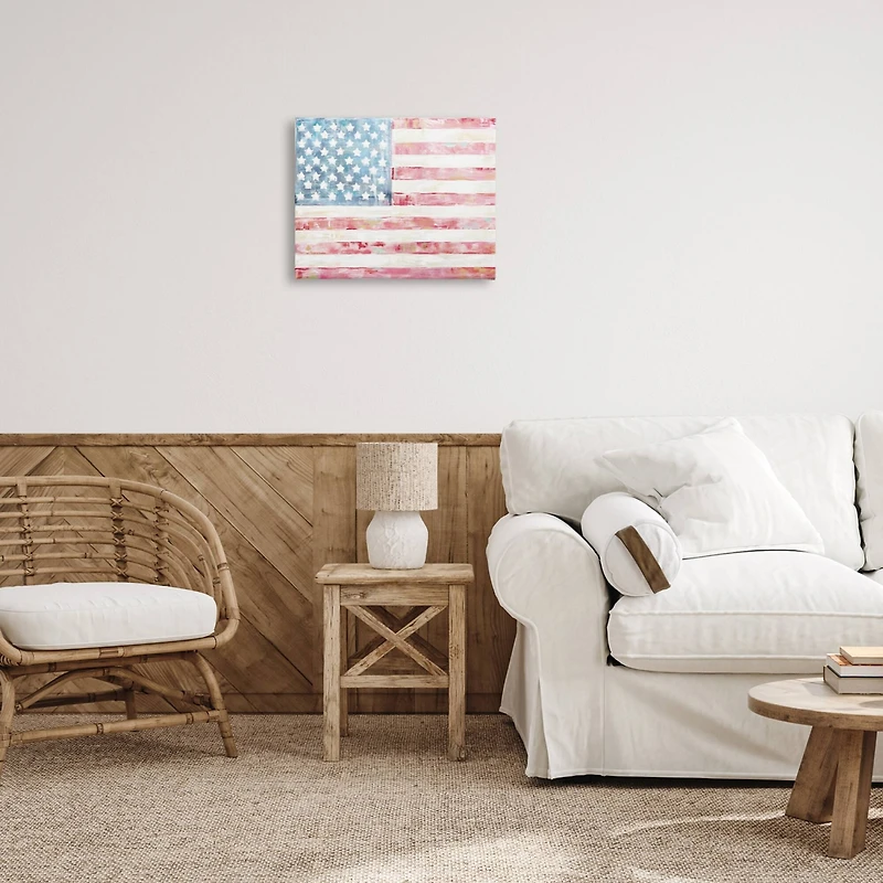 Stupell Industries Patriotic Brushed Flag Canvas Wall Art