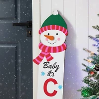 Glitzhome® 4.5ft. Wooden Snowman Porch Sign with Fabric Dangling Legs