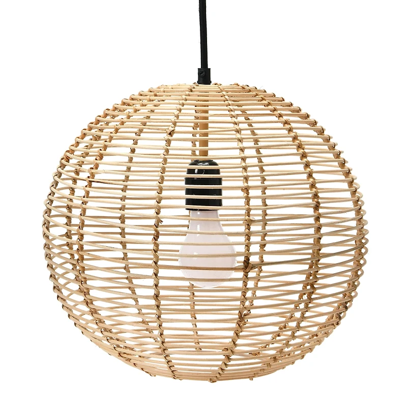 Hello Honey® Modern Boho Handwoven Rattan Globe Pendant Light