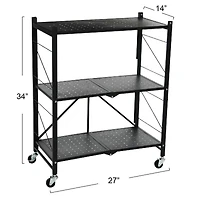 Household Essentials 34" Black Metal 3-Tier Foldable Utility Rack