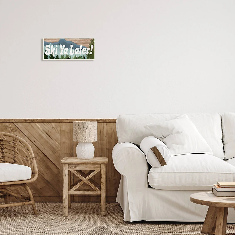 Stupell Industries Ski Ya Later Sports Pun Rustic Mountain Forest,7" x 17"