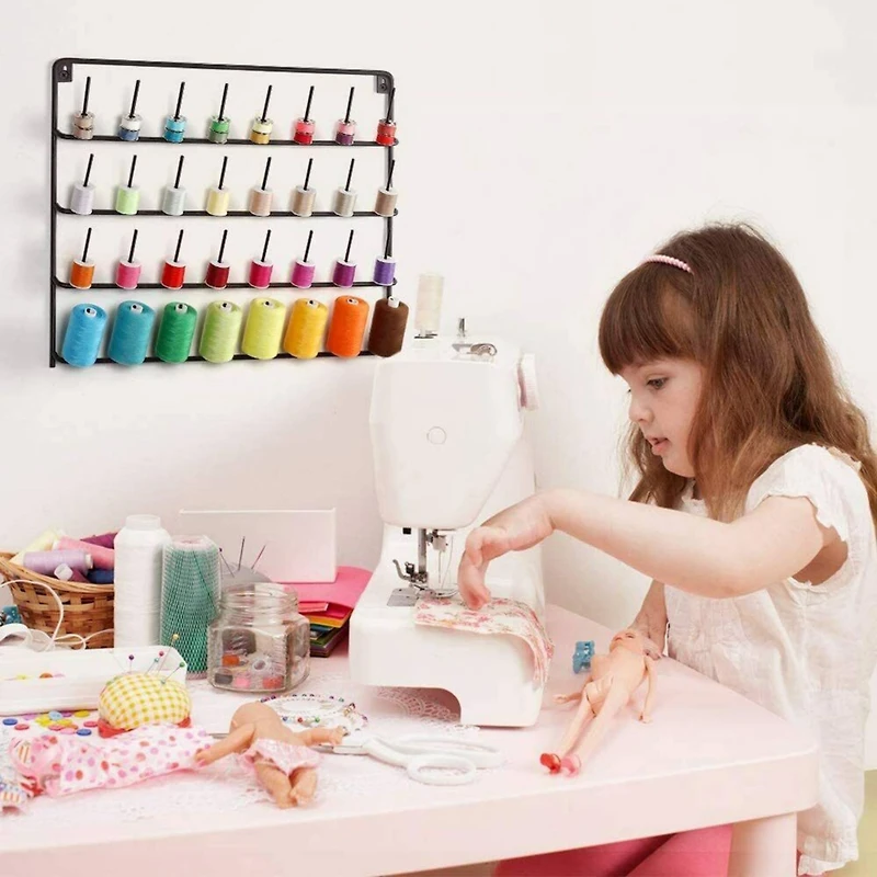 NEX™ Black 32-Spool Wall-Mounted Metal Sewing Thread Rack