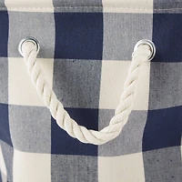 DII® Large Round Off White/Navy Buffalo Check Polyester Bin