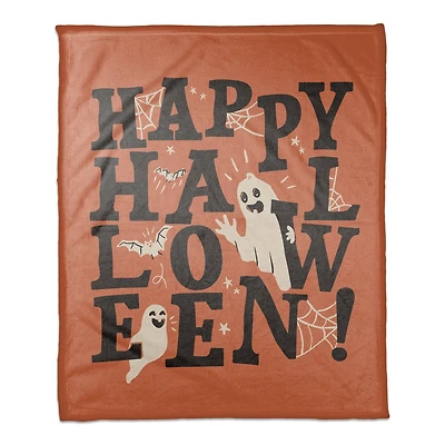 Happy Halloween Retro Ghosts Throw