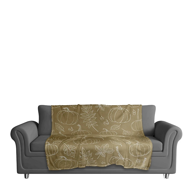 Mustard Yellow Fall Patterned Coral Fleece Blanket