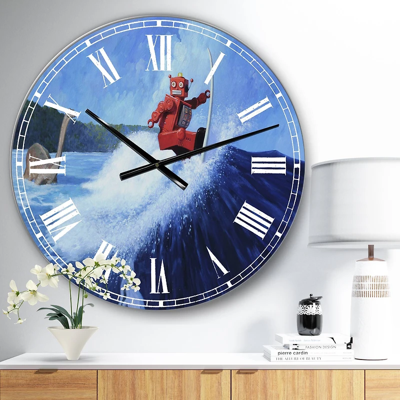 Designart 'Surfer Joe Large Modern Wall Clock