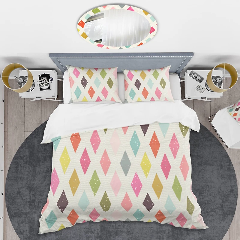 Designart 'Diamond Retro III' Mid-Century Duvet Cover Set