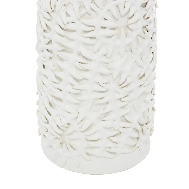White Ceramic Contemporary Vase, 17" x 6" x 6"