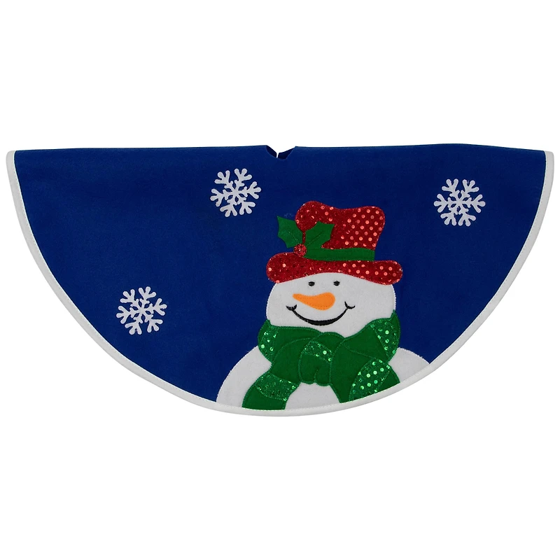20" Blue Mini Tree Skirt with Embellished Snowman
