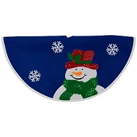 20" Blue Mini Tree Skirt with Embellished Snowman