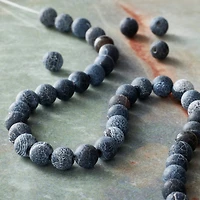 Black Crackle Agate Round Beads, 6mm by Bead Landing™