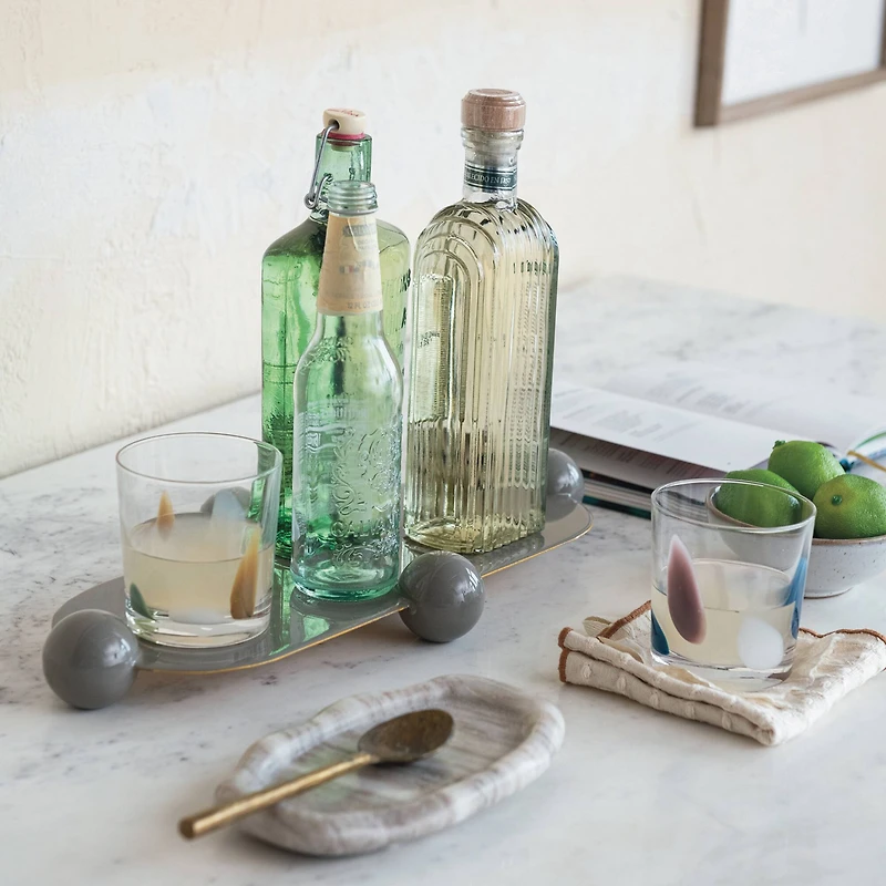 Hello Honey® 8" Beige Oval Marble Serving Tray