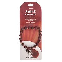 John Bead Red Jasper Stretch Bracelet with Agate & Clover Charms