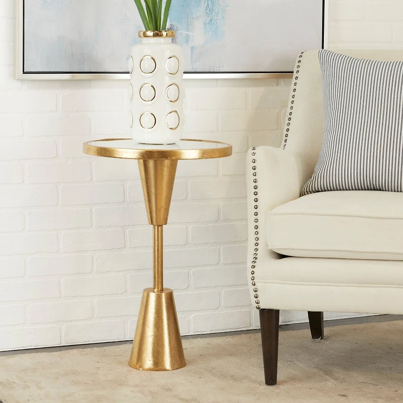 Gold Metal Contemporary Accent Table, 16" x 16" x 24"