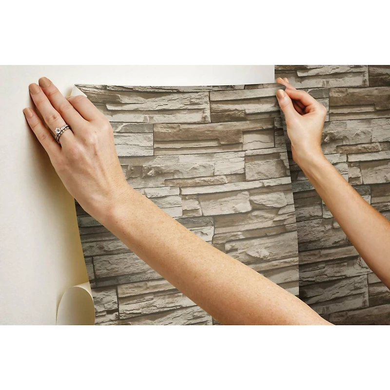 RoomMates Stacked Stone Peel & Stick Wallpaper