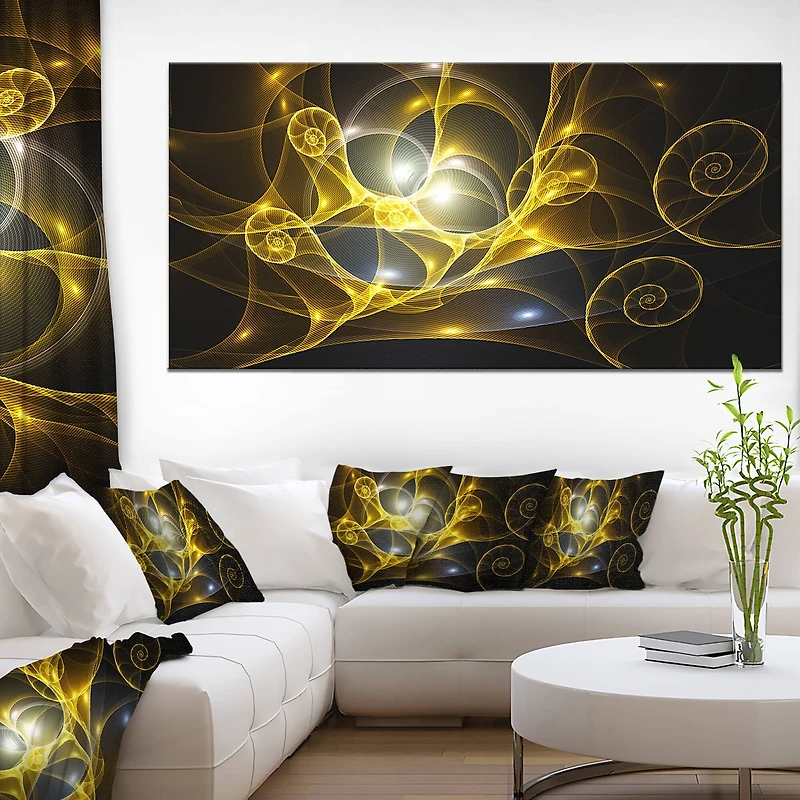 Designart - Golden Curly Spiral on Black