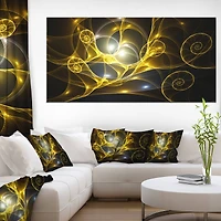 Designart - Golden Curly Spiral on Black