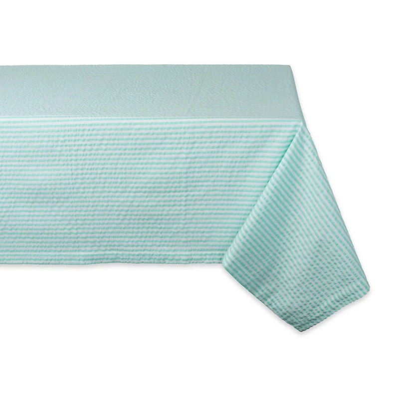 Aqua Seersucker Tablecloth 60" x 104"