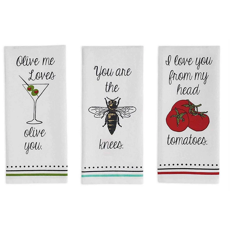 DII® Assorted Love You Print Dishtowel Set
