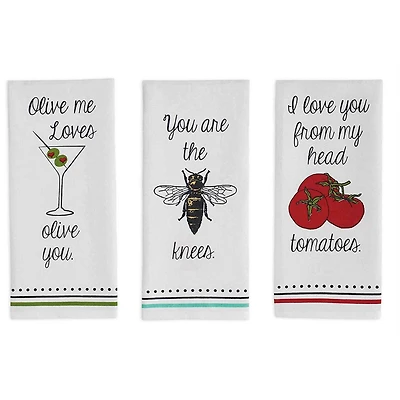 DII® Assorted Love You Print Dishtowel Set