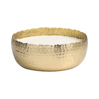 90oz English Garden Scented White 4 Wick Candle in Hammered Gold Bowl