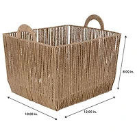 Simplify Small Vertical Weave Storage Basket with Round Handles