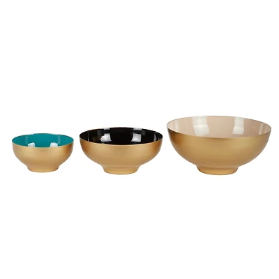 Multicolor Metal Contemporary Decorative Bowl Set