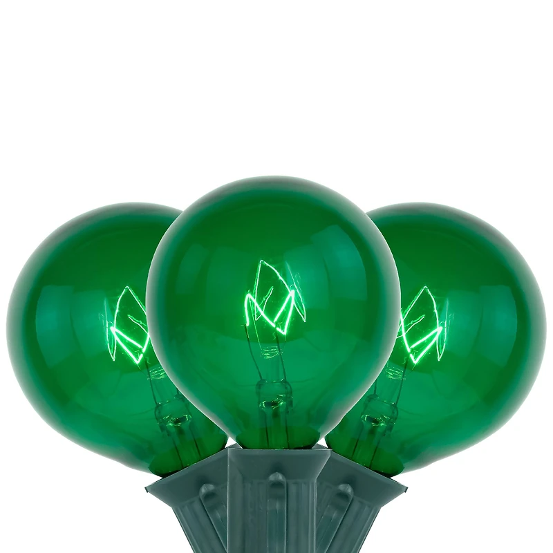 10-Count Green G50 Globe Christmas Patio Lights- 9ft  Green Wire