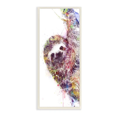 Stupell Industries Minimal Sloth Painterly Watercolor Abstract Wood Wall Plaque