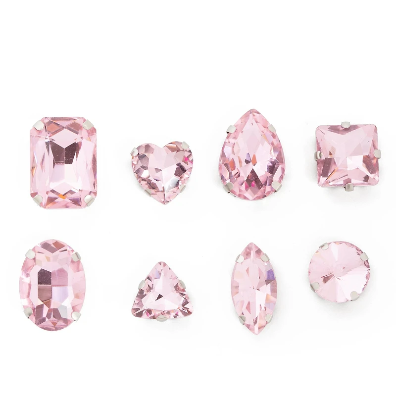 CousinDIY Silver Light Rose Glass Sew-On Rhinestones, 40ct.